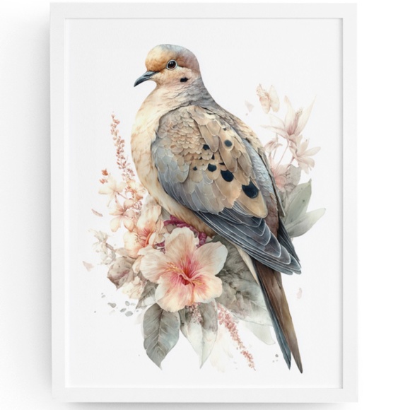 Creative Path Studios Other - Watercolor Mourning Dove Bird Portrait Wall Art Illustration Print Unframed